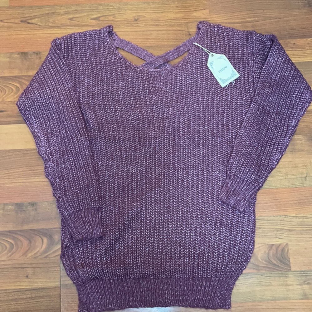 NWT Entro Purple Ladder-back Sweater